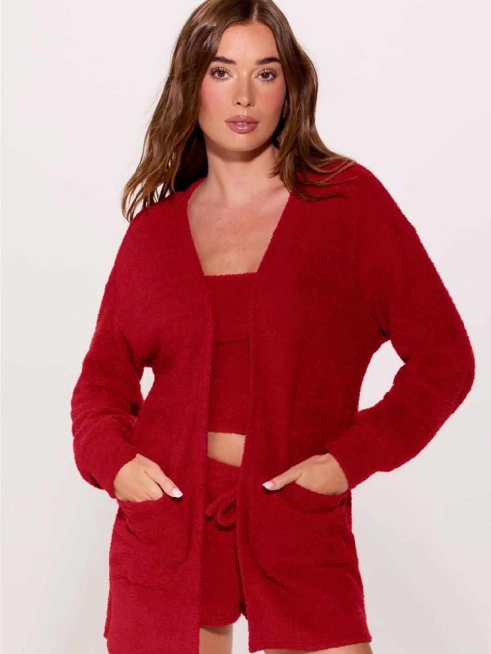 Cozy Red Plush Cardigan - NWT - Pet Me Cardigan YITTY